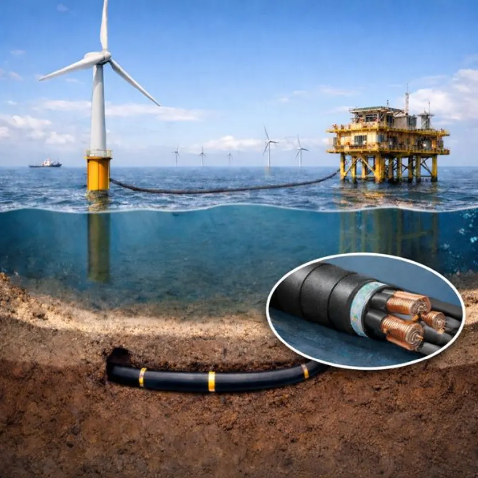 An offshore wind farm with a buried export cable